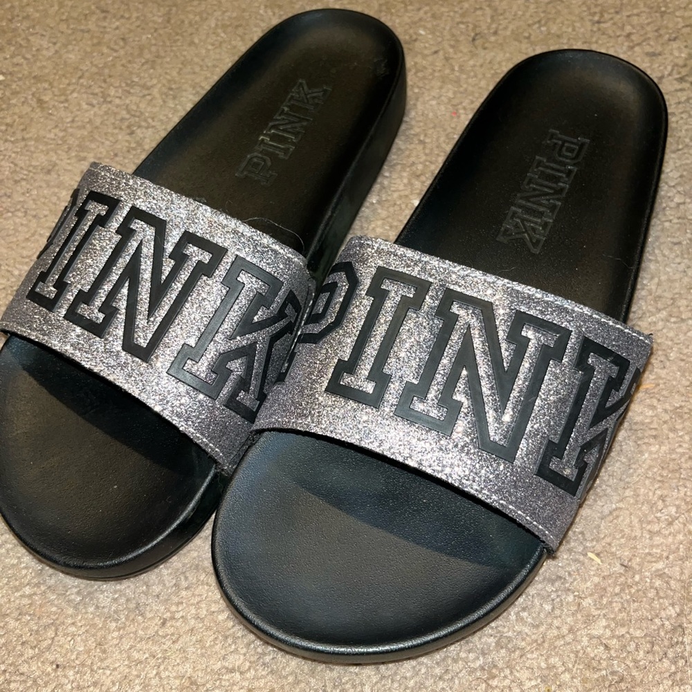 Victoria’s Secret pink glitter slides